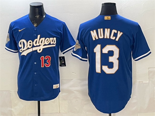 Los Angeles Dodgers #13 Max Muncy Royal 2026 Alternate Gold Collection Stadium Stitched Baseball Jersey