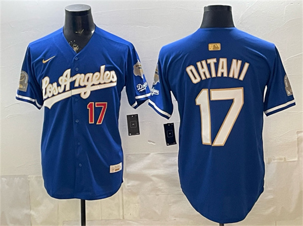 Los Angeles Dodgers #17 Shohei Ohtani Royal 2026 Gold Collection 9x & B2B Champs Patch Stitched Baseball Jersey Los Angeles Dodgers #17 Shohei Ohtani Royal 2026 Gold Collection 9x & B2B Champs Patch Stitched Baseball Jersey