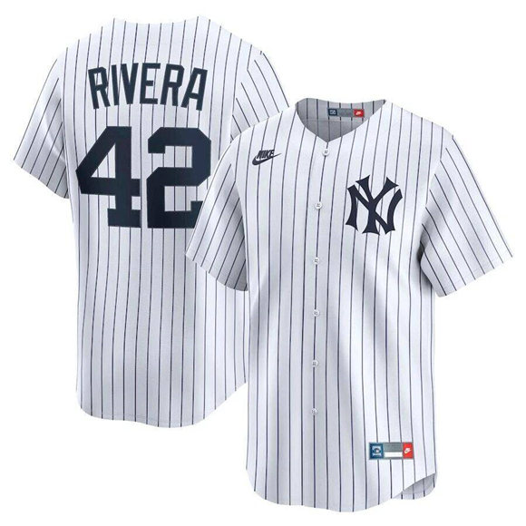 New York Yankees #42 Mariano Rivera White Home Limited Stitched Baseball Jersey