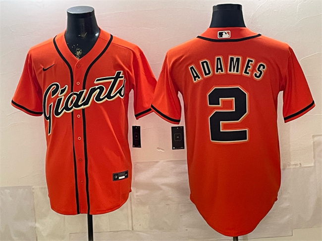 San Francisco Giants #2 Willy Adames Orange Cool Base Stitched Baseball Jersey