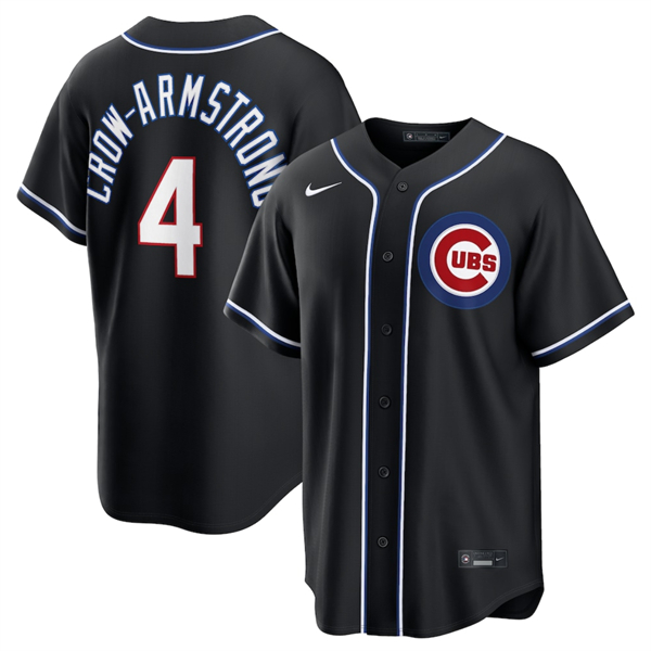Chicago Cubs #4 Pete Crow-Armstrong 2026 Black Out Stitched Baseball Jersey