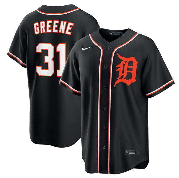 Detroit Tigers #31 Riley Greene Black Out Stitched Baseball Jersey