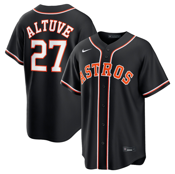 Houston Astros #27 Jose Altuve 2026 Black Out Stitched Baseball Jersey Houston Astros #27 Jose Altuve 2026 Black Out Stitched Baseball Jersey
