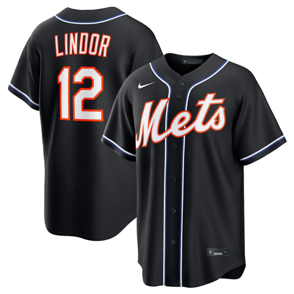 New York Mets #12 Francisco Lindor 2026 Black Out Stitched Baseball Jersey