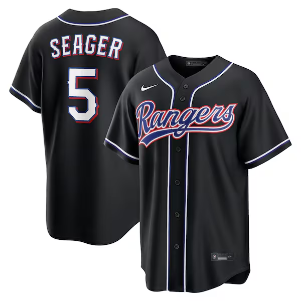Texas Rangers #5 Corey Seager Fashion Replica Black Out Jersey Texas Rangers #5 Corey Seager Fashion Replica Black Out Jersey