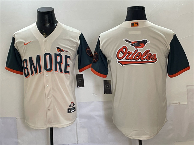 Baltimore Orioles Team Big Logo Natural 2026 City Connect Stadium Stitched Baseball Jersey
