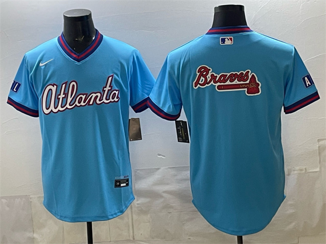 Atlanta Braves Team Big Logo Powder Blue 2026 City Connect Stadium Stitched Baseball Jersey Atlanta Braves Team Big Logo Powder Blue 2026 City Connect Stadium Stitched Baseball Jersey