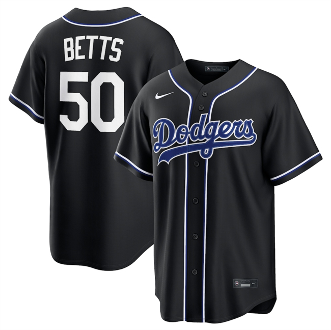 Los Angeles Dodgers #50 Mookie Betts 2026 Fashion Replica Black Out Stitched Baseball Jersey