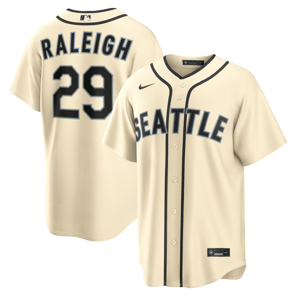 Seattle Mariners #29 Cal Raleigh Cream Nike Alternate Jersey Seattle Mariners #29 Cal Raleigh Cream Nike Alternate Jersey