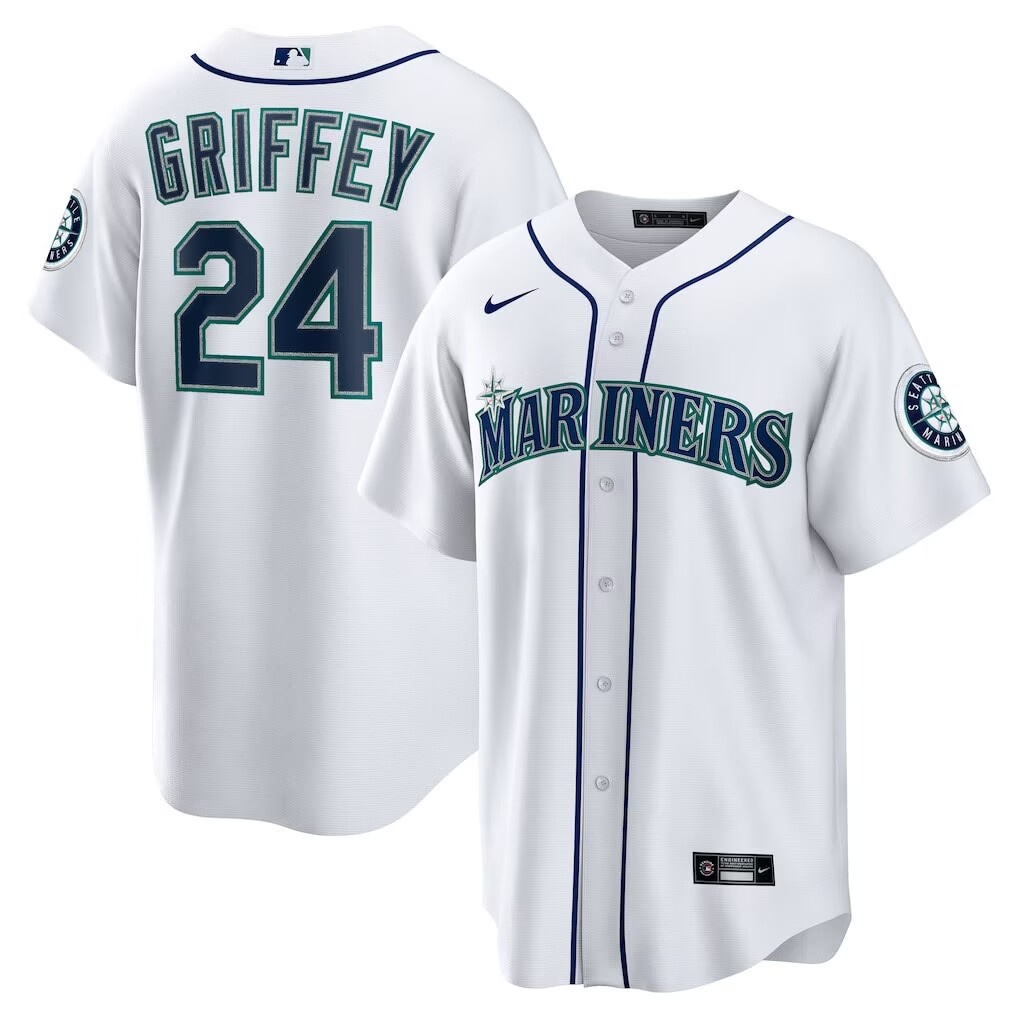 Seattle Mariners #24 Ken Griffey Jr. White Cool Base Jersey Seattle Mariners #24 Ken Griffey Jr. White Cool Base Jersey