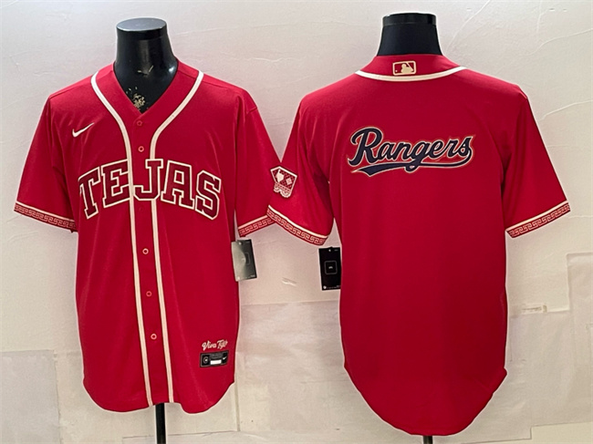 Texas Rangers Team Big Logo Red 2026 City Connect Stadium Stitched Baseball Jersey Texas Rangers Team Big Logo Red 2026 City Connect Stadium Stitched Baseball Jersey