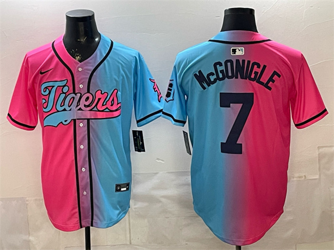 Detroit Tigers #7 Kevin McGonigle Pink Blue Limited Stitched Baseball Jersey