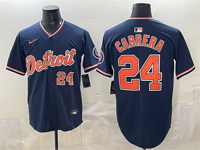 Detroit Tigers #24 Miguel Cabrera Navy 2026 Alternate Vapor Premier Limited Stitched Baseball Jersey Detroit Tigers #24 Miguel Cabrera Navy 2026 Alternate Vapor Premier Limited Stitched Baseball Jersey