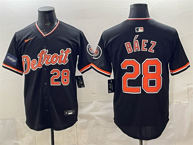 Detroit Tigers #28 Javier B??ez Black 2026 Meijer Patch Alternate Vapor Premier Limited Stitched Baseball Jersey Detroit Tigers #28 Javier B??ez Black 2026 Meijer Patch Alternate Vapor Premier Limited Stitched Baseball Jersey
