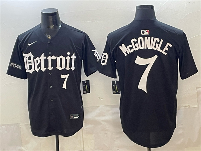 Detroit Tigers #7 Kevin McGonigle Black 'Motor Gothic Edition' Vapor Premier Limited Stitched Baseball Jersey