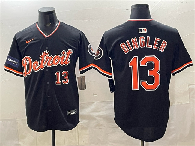 Detroit Tigers #13 Dillon Dingler Black 2026 Meijer Patch Alternate Vapor Premier Limited Stitched Baseball Jersey