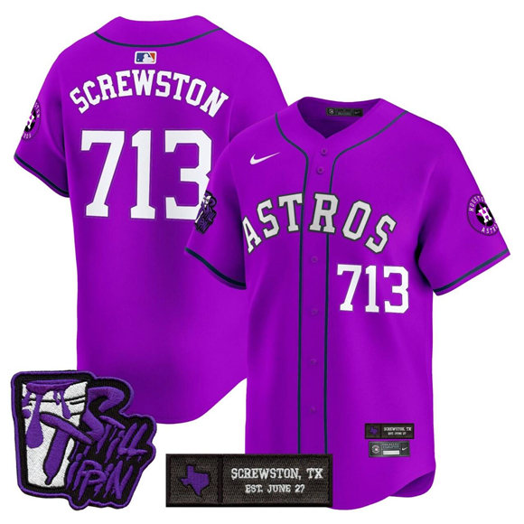Houston Astros #713 DJ Screw Still Tippin Purple Patch Vapor Limited Stitched Baseball Jersey Houston Astros #713 DJ Screw Still Tippin Purple Patch Vapor Limited Stitched Baseball Jersey