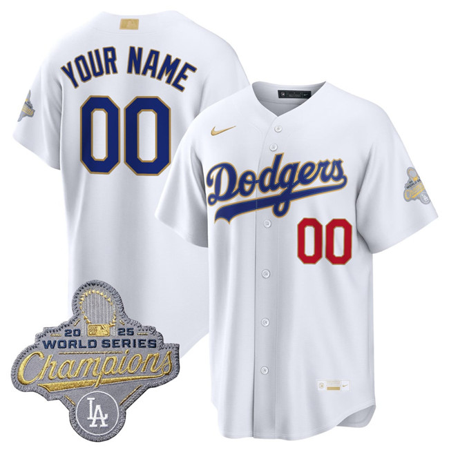Los Angeles Dodgers ACTIVE PLAYER Custom White 2026 Gold Collection Stadium Stitched Baseball Jersey Los Angeles Dodgers ACTIVE PLAYER Custom White 2026 Gold Collection Stadium Stitched Baseball Jersey