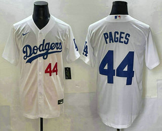 Los Angeles Dodgers #44 Andy Pages Number White Cool Base Stitched Jersey Los Angeles Dodgers #44 Andy Pages Number White Cool Base Stitched Jersey