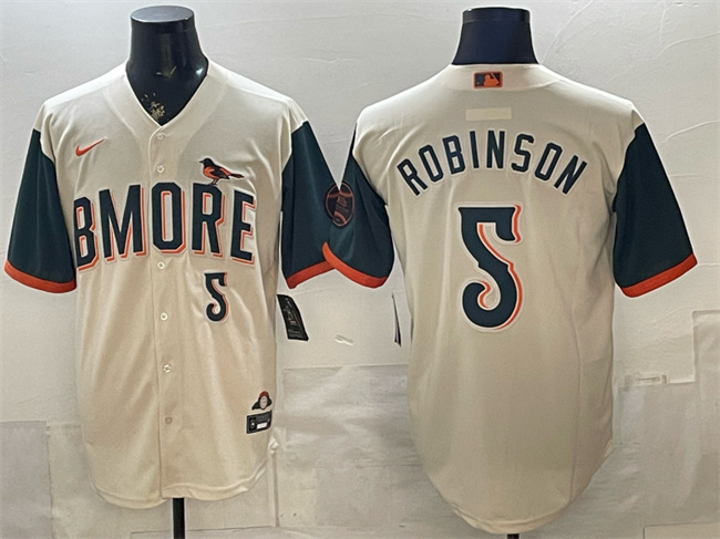 Baltimore Orioles #5 Brooks Robinson Natural 2026 City Connect Stadium Stitched Baseball Jersey