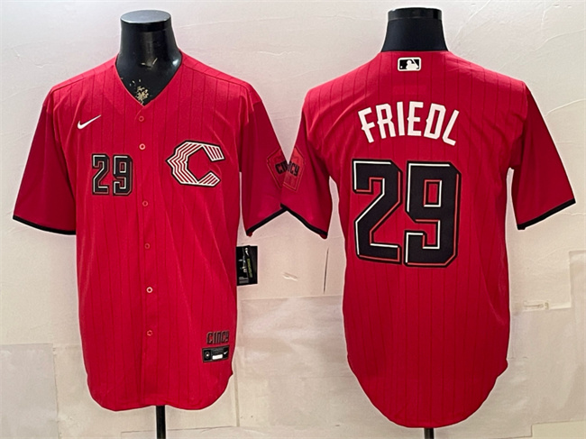 Cincinnati Reds #29 TJ Friedl Red 2026 City Connect Stadium Stitched Baseball Jersey Cincinnati Reds #29 TJ Friedl Red 2026 City Connect Stadium Stitched Baseball Jersey