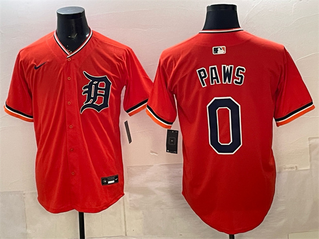 Detroit Tigers #0 Paws Orange Limited Stitched Baseball Jersey