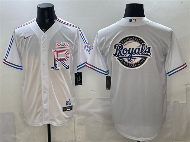 Kansas City Royals Team Big Logo White 2026 City Connect Stadium Stitched Baseball Jersey
