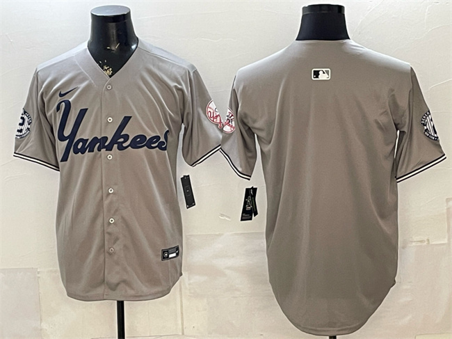 New York Yankees Blank Grey With Patch Limited Stitched Baseball Jersey