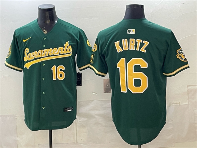Oakland Athletics #16 Nick Kurtz 2026 Green Alternate Sacramento Celebrating 125 Years Vapor Limited Stitched Baseball Jersey