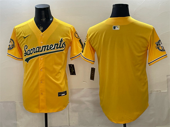 Oakland Athletics Blank 2026 Yellow Alternate Sacramento Celebrating 125 Years Vapor Limited Stitched Baseball Jersey