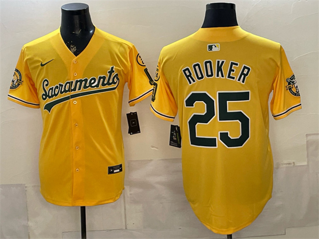 Oakland Athletics #25 Brent Rooker 2026 Yellow Alternate Sacramento Celebrating 125 Years Vapor Limited Stitched Baseball Jersey