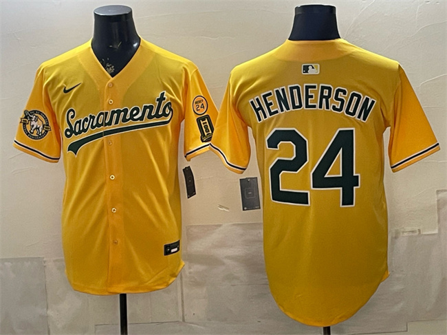 Oakland Athletics #24 Rickey Henderson 2026 Yellow Alternate Sacramento Celebrating 125 Years Vapor Limited Stitched Baseball Jersey