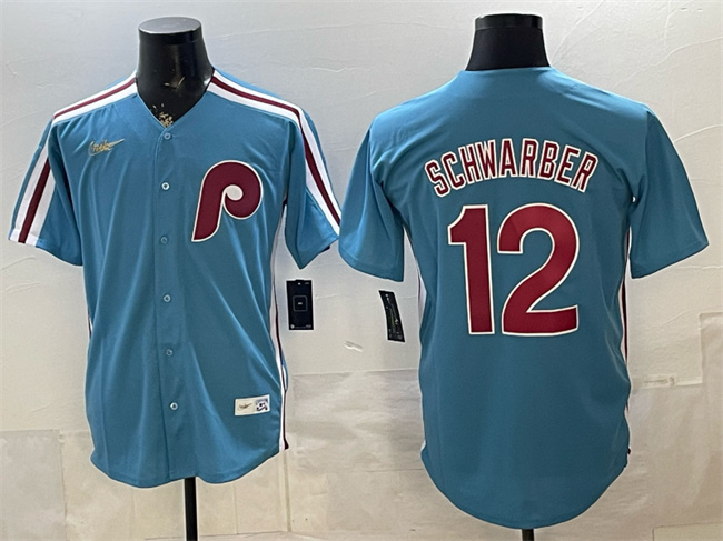Philadelphia Phillies #12 Kyle Schwarber Blue Cool Base Stitched Jersey