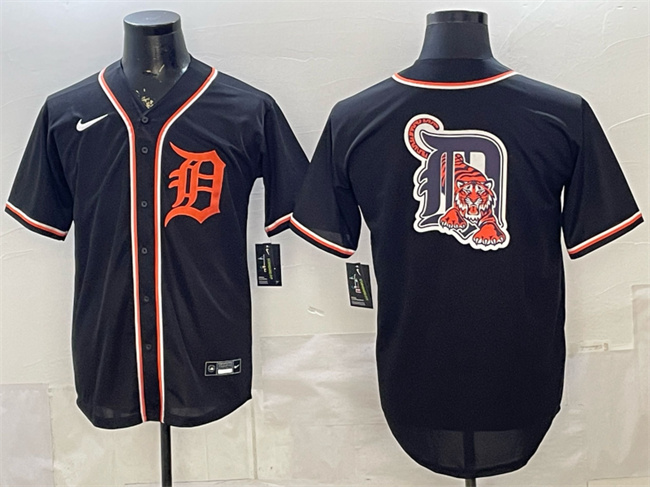 Detroit Tigers Team Big Logo 2026 Fashion Replica Black Out Stitched Baseball Jersey