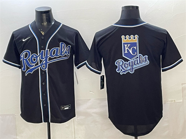 Kansas City Royals Team Big Logo 2026 Fashion Replica Black Out Stitched Baseball Jerseys