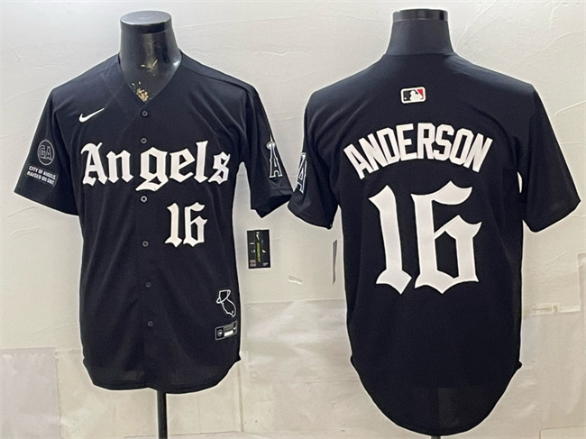 Los Angeles Angels #16 Garret Anderson Black 'Gothic Halo Edition' Vapor Limited Stitched Baseball Jersey