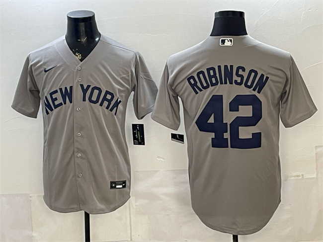 New York Yankees #42 Jackie Robinson Grey Stitched Baseball Jersey