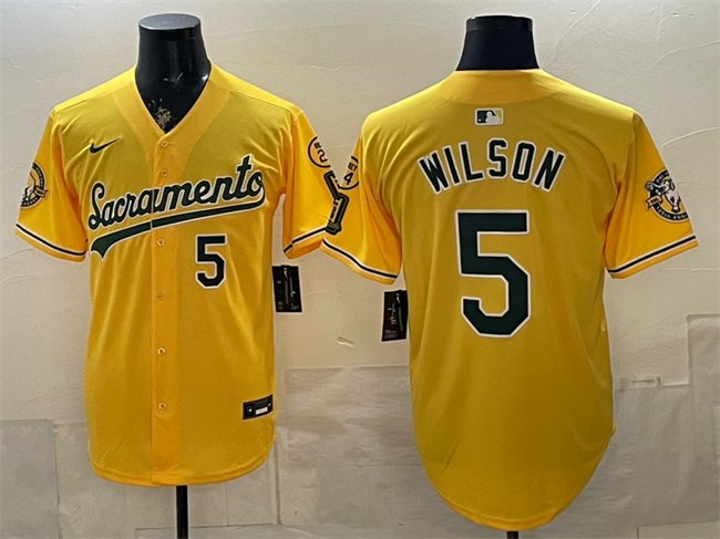Oakland Athletics #5 Jacob Wilson 2026 Yellow Alternate Sacramento Celebrating 125 Years Vapor Limited Stitched Baseball Jersey