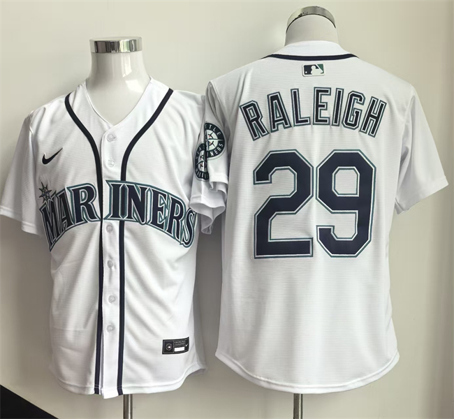 Seattle Mariners #29 Cal Raleigh White Cool Base Stitched Baseball Jersey Seattle Mariners #29 Cal Raleigh White Cool Base Stitched Baseball Jersey