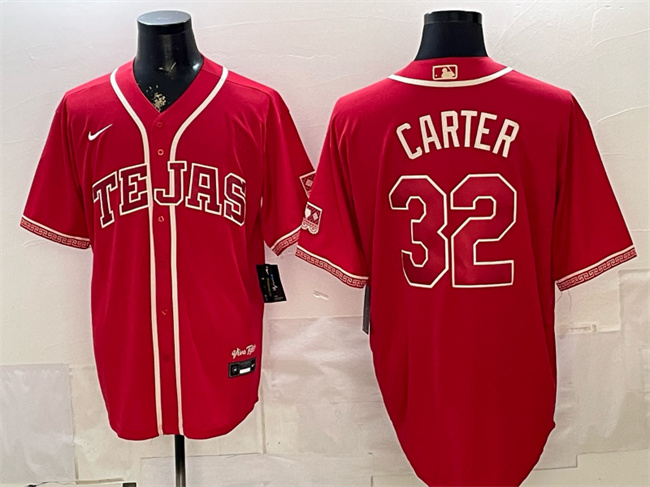 Texas Rangers #32 Evan Carter Red 2026 City Connect Stadium Stitched Baseball Jersey