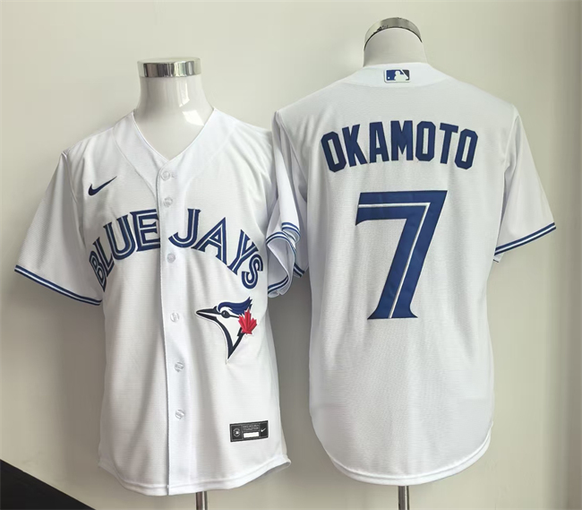 Toronto Blue Jays #7 Kazuma Okamoto White Home Limited Stitched Baseball Jersey