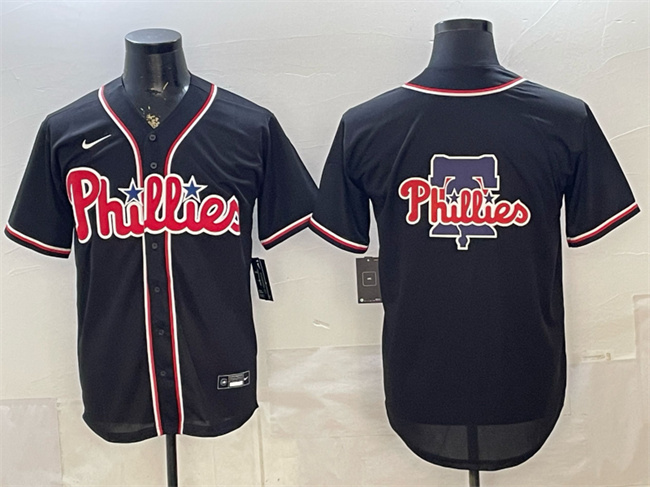 Philadelphia Phillies Team Big Logo 2026 Fashion Replica Black Out Stitched Baseball Jersey