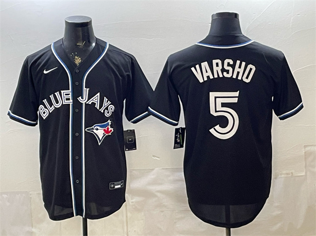 Toronto Blue Jays #5 Daulton Varsho 2026 Fashion Replica Black Out Stitched Baseball Jersey Toronto Blue Jays #5 Daulton Varsho 2026 Fashion Replica Black Out Stitched Baseball Jersey