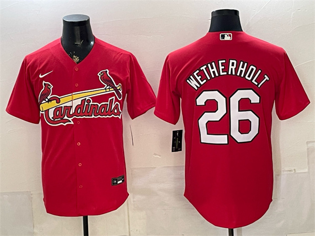 St. Louis Cardinals #26 JJ Wetherholt Red Cool Base Stitched Baseball Jersey