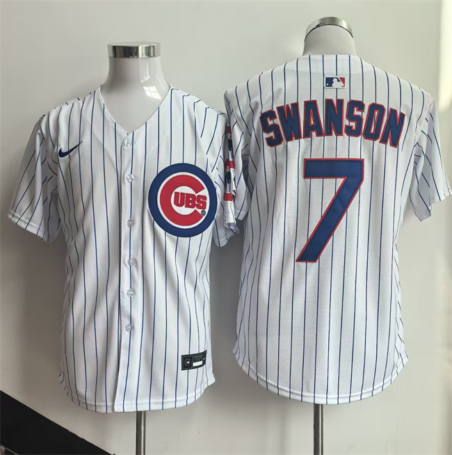 Chicago Cubs #7 Dansby Swanson White Home Limited Stitched Baseball Jersey