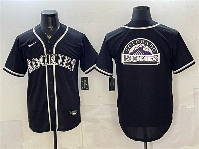 Colorado Rockies Team Big Logo 2026 Fashion Replica Black Out Stitched Baseball Jersey