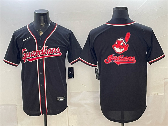 Cleveland Guardians Team Big Logo 2026 Fashion Replica Black Out Stitched Baseball Jersey