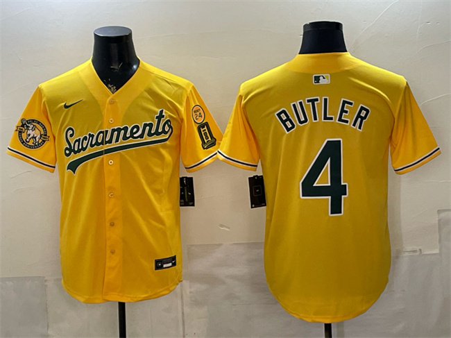 Oakland Athletics #4 Lawrence Butler 2026 Yellow Alternate Sacramento Celebrating 125 Years Vapor Limited Stitched Baseball Jersey