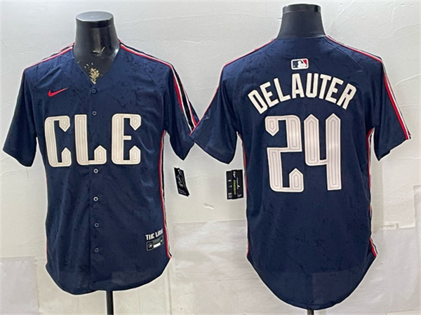 Cleveland Guardians #24 Chase DeLauter Navy 2024 City Connect Limited Stitched Baseball Jersey