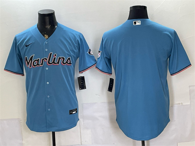 Miami Marlins Blank Blue Cool Base Stitched Baseball Jersey